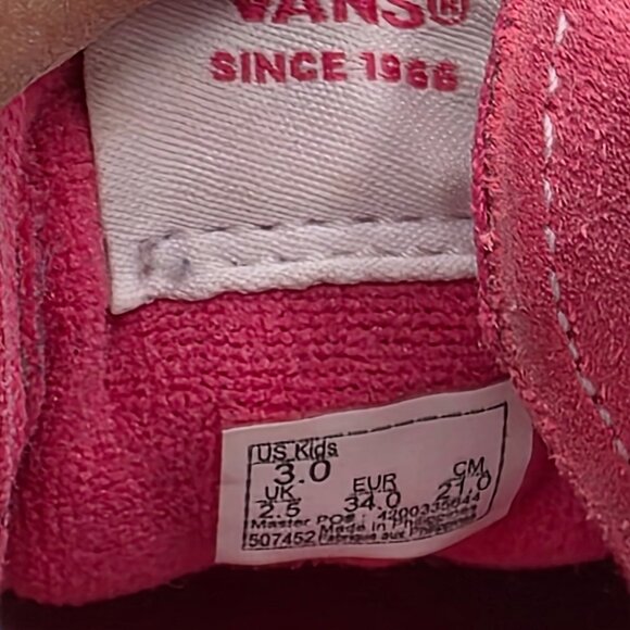 Vans Sk8 Hi Reissue Girls Size 3 Pink Side Zip Sneakers School Casual Outdoors - Picture 7 of 13